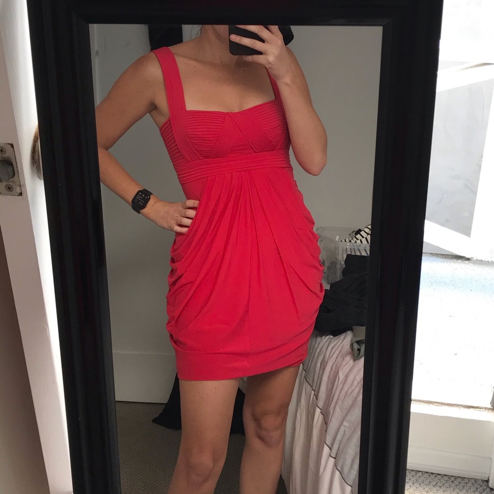 BCBGMaxAzaria red dress w/ pleated top - XS